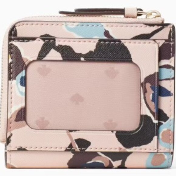 Kate Spade Pink Bifold Wallet Cameron Paper Rose Small L-zip Billfold - Picture 2 of 12